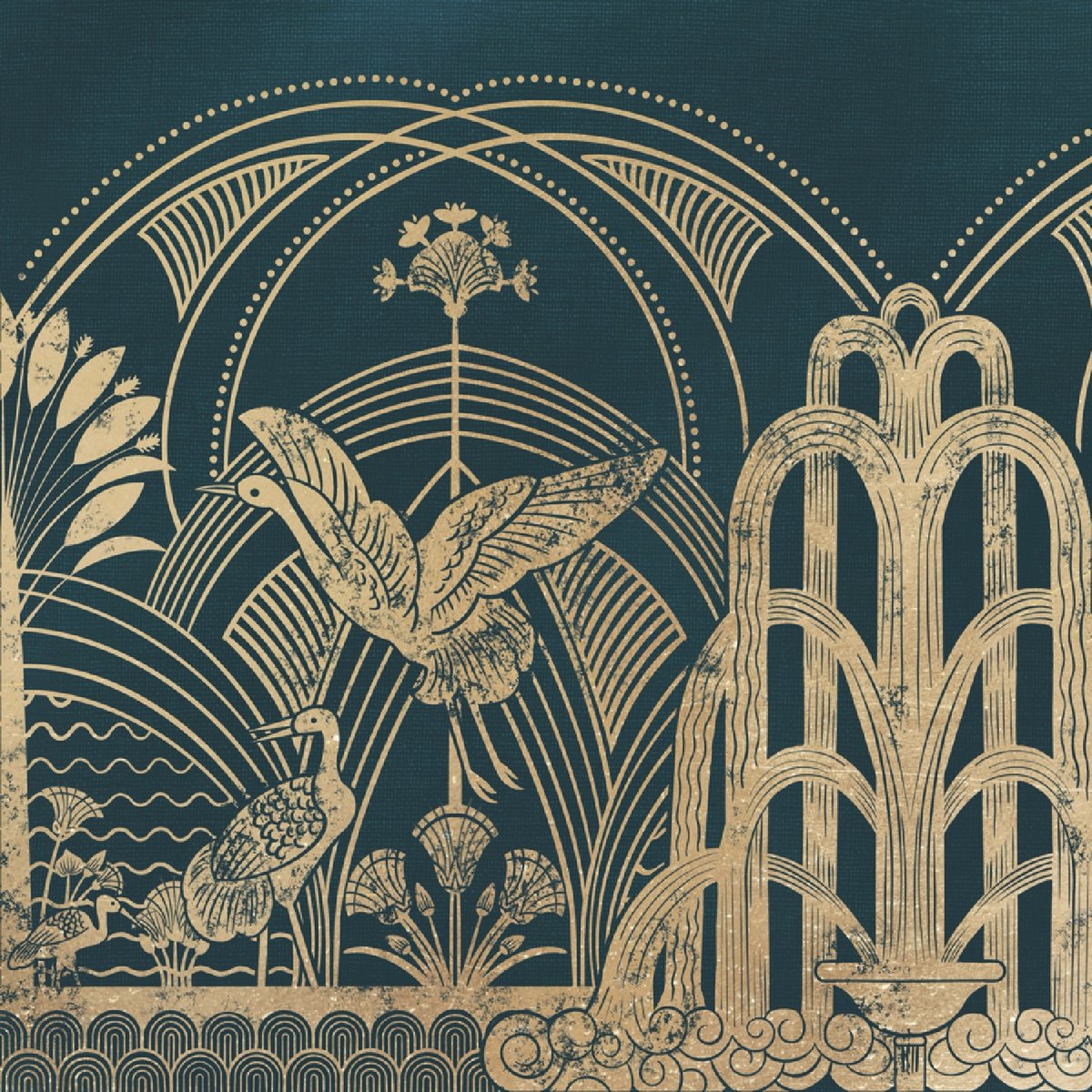 Honpo | Garden of the Crane, Gold | HO-0053 Honpo | Garden of the Crane, Gold | HO-0053